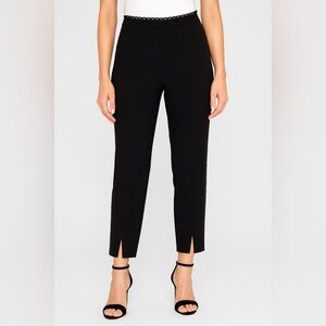 Joseph Ribkoff Black Dress Pants Looped Waistband/Split hem size 12